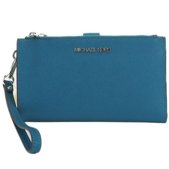 Michael kors wristlet double zip wallet phone purse lagoon - Picture 9 of 9